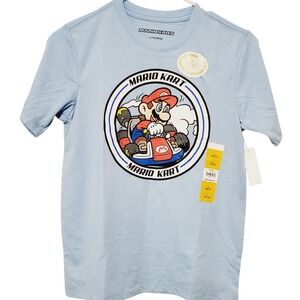 Nintendo Mario Kart Boys Graphic T-Shirt Light Blue Large 10-12 Mario Drift NWT